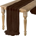 Deep brown cheesecloth table runner with soft pleats for bohemian wedding decoration - 90*180cm / Dark Coffee