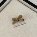 Small dark brown velvet bow hair clip 2.6cm mini flocked duckbill pin for women - Flocked Bow Small Duckbill Clip-2.6cm / Light Coffee