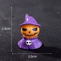 Halloween pumpkin figurine with purple wizard hat and cape, resin craft, size 2.6cm x 2.0cm - Style 8 Pumpkin Wizard