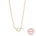 S925 Sterling Silver Gold Virgo Zodiac Necklace with Sparkling Cubic Zirconia Stones - Aquarius / Gold