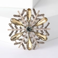 Elegant gold snowflake brooch with amber crystals and clear rhinestones for fashion decor - Grey (Gold Base Amber Crystal)