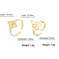 Golden Witch Knot Celtic rings in two sizes showing dimensions and lightweight design - Style D 2 Rings / Gold