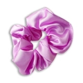 Elegant lilac purple satin fabric scrunchie with smooth silk finish and pleated design - Bright Purple
