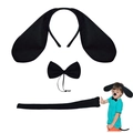 Serre-tête oreilles de chien noir avec nœud papillon et queue assortis pour enfants - Ensemble Chien Noir 3 Pièces