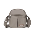 Khaki nylon crossbody bag featuring front zipper pocket and adjustable branded strap - 16*7*19cm / Milk Coffee