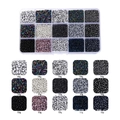 Dettaglio della scatola a 15 scomparti con perline di vetro 2-7mm per gioielli fai da te - 15 Scomparti/Scatola (10g per scomparto) / Serie Nera