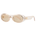 Vintage oval sunglasses in transparent champagne with gold logo and tinted lenses - Champagne Tea