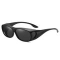 Matte black fit-over sunglasses with side windows and dark grey lenses for night driving - Matte Black Frame Black Lens Polarized C4