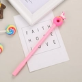 Pink cartoon neutral pen featuring a cute donut and unicorn charm for school stationery - Pink Running Moon Unicorn