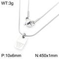 Zilveren ketting met vierkante hanger gegraveerd met letter W en ronde slangenketting - Zilveren Letter W (KN293423-Z)