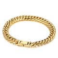 Chunky gold stainless steel Cuban link bracelet with heavy polished metal finish - Gold Color Bracelet (20cm)