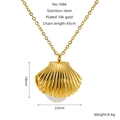 Elegant 18k gold plated stainless steel shell necklace with pearl pendant for women - Shell Pearl Necklace (ZN1086G)