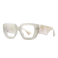 Oversized square blue light glasses with wavy temples and gray marble pattern - Off White