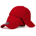 Detail of red fitted baseball caps in 58cm size with breathable twill fabric - Red