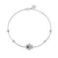 S925 sterling silver Hamsa hand bracelet with blue sapphire and sparkling zircons - 925 Silver / White Gold Blue Zirconia (DY150307-S-W-WH)