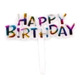 Rainbow metallic Happy Birthday cake topper with colorful plastic finish and stake - No.10 Rainbow