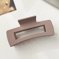 Dusty pink matte rectangular hollow hair claw clip for thick hair styling - 10.5cm / Khaki