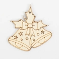 DIY Christmas wooden bell pendant with bow and stars design in natural wood finish - Bells (7) / 10 Pieces Pack