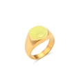 Retro 18k gold plated stainless steel ring with yellow enamel sunburst planet design - Yellow
