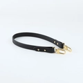 Litchi pattern black leather shoulder strap for handbags with gold metal buckle - 1.8cm Width Black (Black Thread)