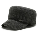 Dark grey herringbone pattern cadet cap for men featuring a metallic side logo detail - kitl Label / Gray