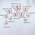 Pink gradient butterfly cake toppers with gold foil edges, 10-piece set in mixed sizes - Pink Glossy Butterfly Material Kit