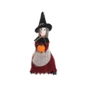 Bambola strega di Halloween da appendere con vestito rosso, grembiule e zucca - Strega Rossa con Zucca Decorazione Sospesa