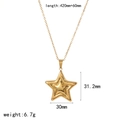 Detail view of 18k gold plated star pendant necklace with size measurements and dimensions - Necklace Style TN60158-G