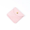 Pink velvet jewelry pouch with a golden snap button closure for portable storage - Velvet Style (Pink) / 8x8cm