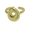 Minimalistischer 18k vergoldeter Bubble Ring mit hohler Scheibe und offener Schiene - Buchstabe O / Gold