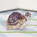 Purple amethyst crystal turtle figurine with gold foil accents for home decor - Dreamy Purple + Gold Foil