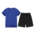 Kids' 2-piece summer sports set with royal blue short-sleeve T-shirt and black shorts - Top And Bottom / Royal Blue/Black / 100cm