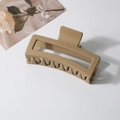 Matte khaki rectangular claw clip for thick hair in a geometric open-frame style - #7 Light Brown Coffee - 13cm / Bulk (No Packaging)
