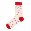 Street style cotton mid-calf socks with red heart and arrow patterns on cream white base - 25 (Cupid's Arrows)