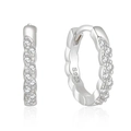 Elegant S925 sterling silver hoop earrings with wavy design and sparkling pavé cubic zirconia - Style 3 / White Gold
