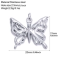 Silver stainless steel butterfly pendant charm with 2.5mm hole and 25mm width dimensions - Silver Tone Butterfly (S2)