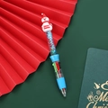 Christmas snowman topper multi-color ballpoint pen with sparkling blue glitter sand - Series 6 - White Snowman