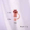 Silikon-Strohhalm-Aufsatz in Katzenpfoten-Optik für 10mm Strohhalme, rosa Design - Kaffeebraune Katzenpfote