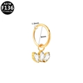 F136 titanium clicker hoop with three marquise zircon stones 1.0mm gauge 8mm diameter - ASTM F136 Titanium / Gold Marquise Pendant 1.0x8mm
