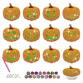 Kit pittura diamante fai da te zucca Halloween con 12 modelli e strumenti per strass cristallo - Luce del segno appeso della zucca di Halloween
