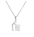 Collier en acier inoxydable argenté avec pendentif silhouette mère et enfants - Maman + 3 Fils / Argent
