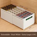 Expandable drawer organizer in pearl white for deep cabinets, stores drinks and snacks - Extra Large/1 Pack / Elegant White