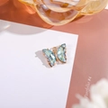 Blue and green gradient crystal butterfly pendant charm with a gold-plated base - Plated Lake Blue