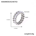 Eleganter mehrlagiger Kupferring mit weißen Perlen, Durchmesser 2,5 cm, Gewicht 6,8 g - US 6 / Ring / Stahlfarbe