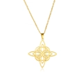 Collier minimaliste doré nœud de sorcière celtique avec chaîne en acier inoxydable fin - Or Noeud de Sorcière Double Couche Celtique