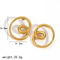 Bicolor Edelstahl-Ohrringe im Wirbel-Design mit Größenangaben und Gewichtsdetails - Gold (TE60531-G)
