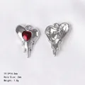 Gothic molten silver heart pendant with red gem and detailed product dimensions - 84439 Red