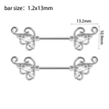 Silver stainless steel nipple rings with flower zirconia design and scroll patterns - Style 10-Scroll Pattern