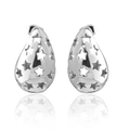 Silver liquid lava teardrop earrings with hollow star patterns and mirror reflection - Silver XLEH027-1 (Star Filigree)
