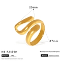 Anello aperto ondulato in acciaio inossidabile dorato con design geometrico asimmetrico - Forma A Curva A S (NB-R24390)